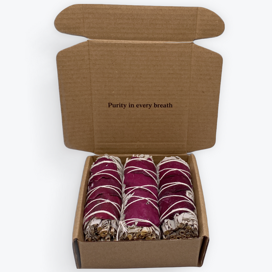 3 Sauges Blanche & Pétales de Rose Rouge – Amour de soi